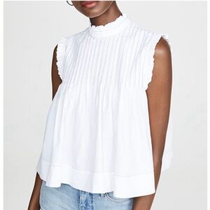 Beautiful GANNI pin tuck white top